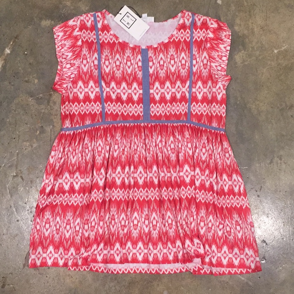 THML Red and White Geometric Print Top